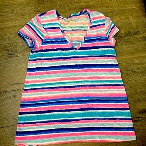 Lilly Pulitzer striped V-Neck shirt-Size S